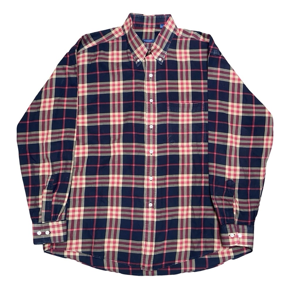 Burberry London Plaid Button Up Shirt Long Sleeve Men's XL USA Made